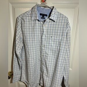 Tommy Hilfiger Casual Blue Plaid Button Down Shirt